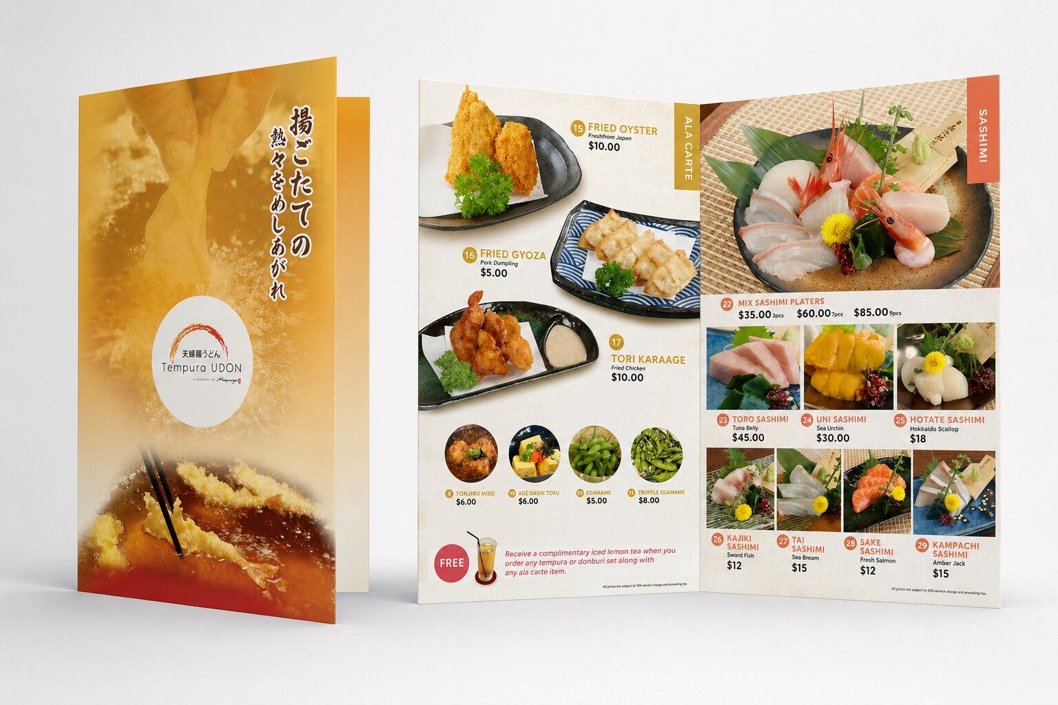 Japanese Tempura Restaurant Menu Design