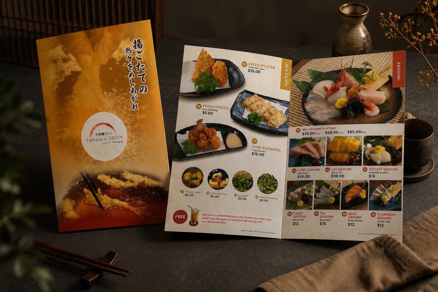Tempura Udon Restaurant Menu Design