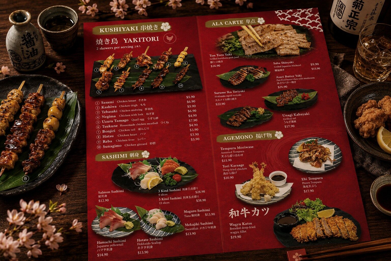 japanese restaurant menu yakitori