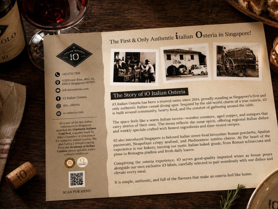 Italian Restaurant Menu Design Singapore