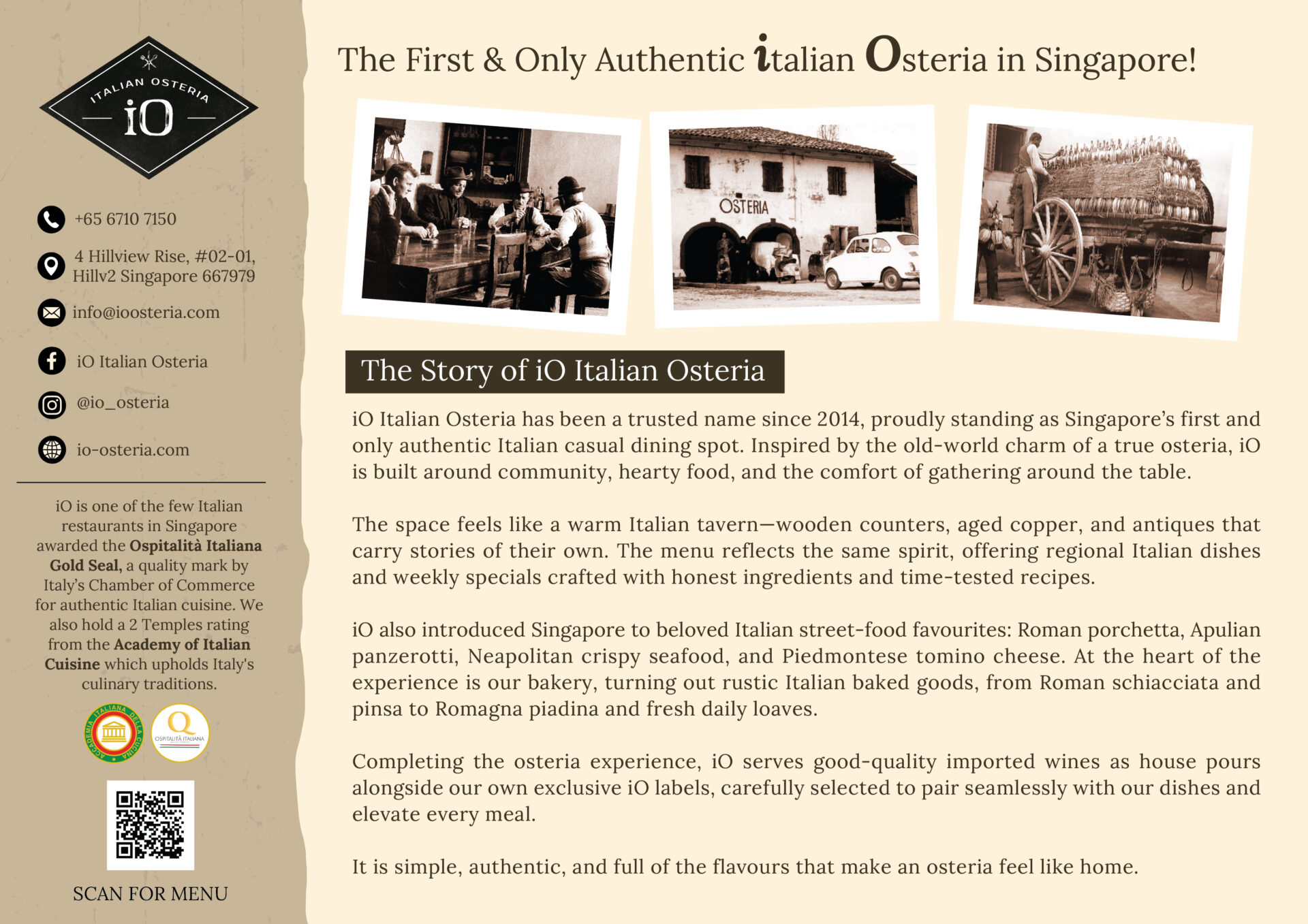 io italian osteria menu design